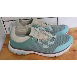 Vionic London Shoes Womens Size 9.5 Teal Aqua Mesh Bungee Lace Walking Sneakers